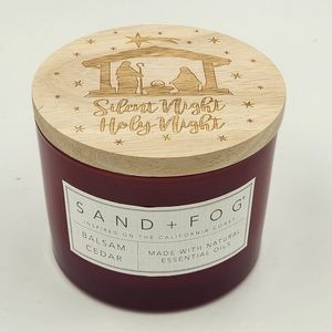 Sand & Fog Candle, Balsam Cedar, Silent Night Holy Night Wooden Lid, Christmas